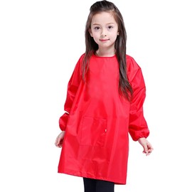 YeeHeen Art Smock Artist Painting Apron Waterproof Long Sleeve Smock with Pocket Red XXL