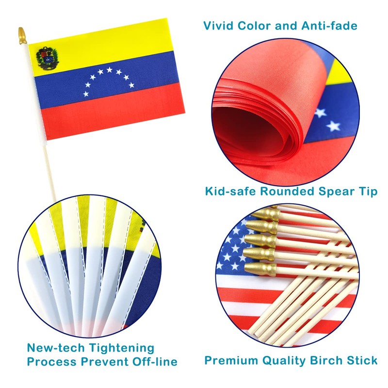 QQSD Venezuela Small Flag Venezuelan Stick Mini Hand Held Flags