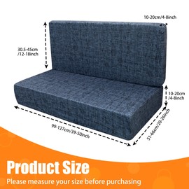 Rv Dinette Cushion Covers,Printing Stretchable Camper Cushion Cover,RV Cushion Slipcover,Rv Couch Cover Replacement for RV Camper Car Bench,2 Backrest Covers and 2 Bench Covers (Grid deep blue)