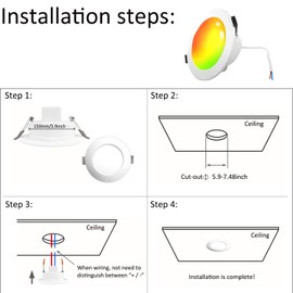 DOGAIN Smart Recessed Lighting WiFi Can Lights 6 inch 4 Pack LED Downlight 14W 1220LM RGBCW Color Changing Light Dimmable Compatible with Alexa Google Home(No Junction Box)