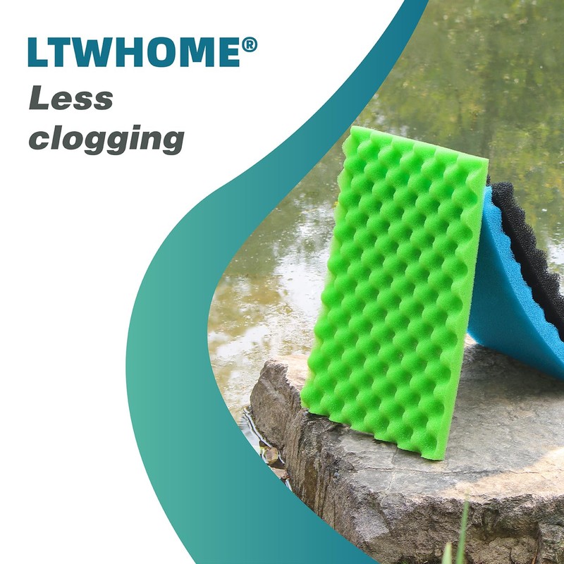 LTWHOME Fish Pond Foam Filter Sponge Set 17" X 11"