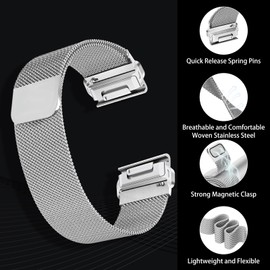 ZoRoll 20mm Quickfit Metal Strap Compatible with Garmin Fenix 8 43 mm/7S Pro Solar/7S/6S/6S Pro/5S, Stainless Steel Mesh Wristband, Replacement Band for Garmin Descent Mk3S/3Si/Mk2S - Silver(L)