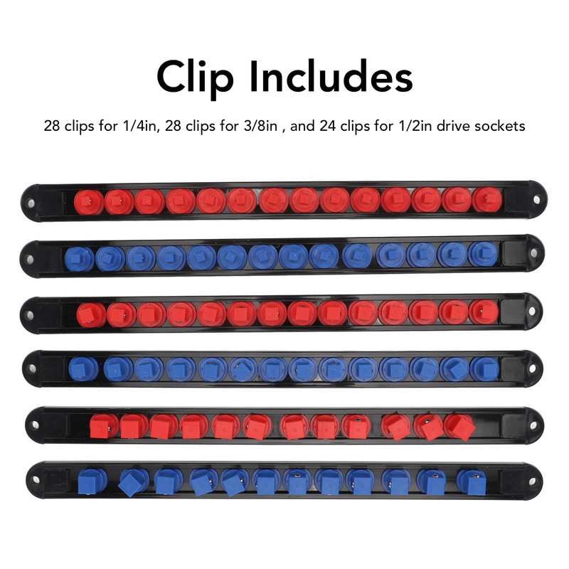 6pcs Socket Organizer 360° Swivel Removable End Cap 1/4 Inch