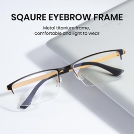 Cyxus 8147 Screwless Glasses Men Women with Without Prescription Fashion Browline Frame, 04-Black & Gold