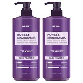 Kundal Honey & Macadamia Hair Treatment Baby Powder Fragrance, 1.058L, 2 Pieces / 쿤달 허니 앤 마카다미아 헤어트리트먼트 베이비파우더향, 1.058L, 2개