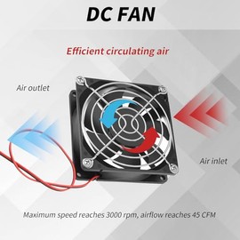 ventilador de refrigeración, 80mm x 25mm, DC 12V para gabinete de computadora, sin escobillas de 2 pines, 80mm PC fan, PC de escape