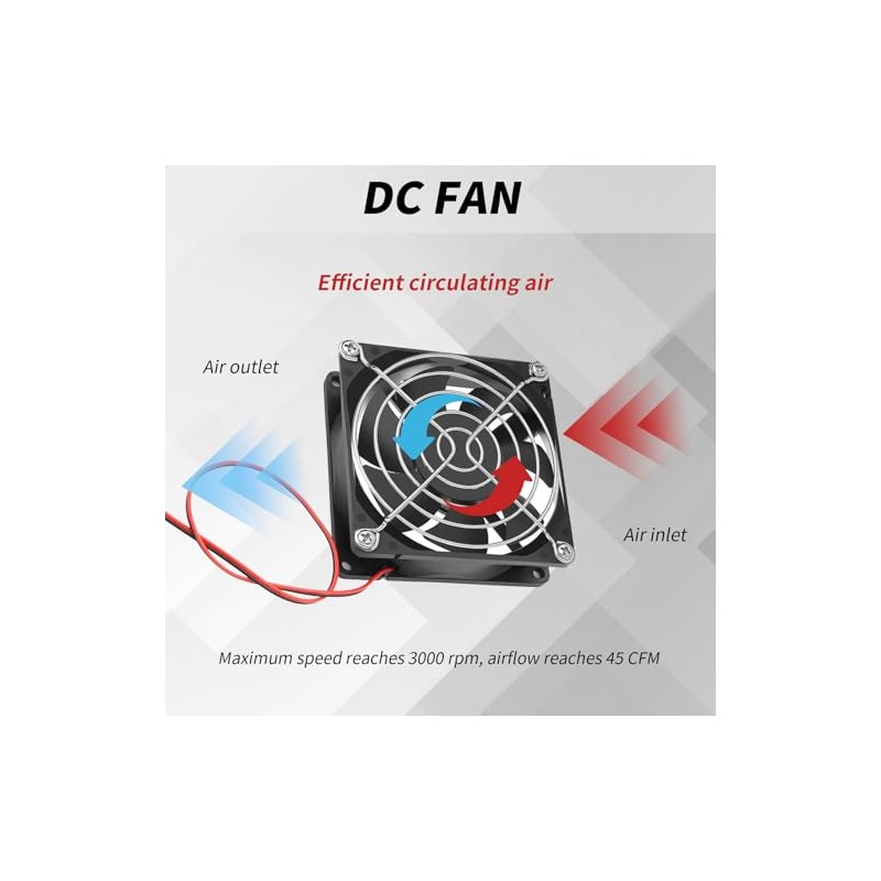ventilador de refrigeración, 80mm x 25mm, DC 12V para gabinete