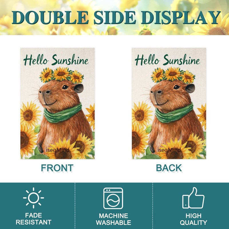 IsegMind Capybara Garden Flag Hello Sunshine Garden Flags, Cute Puppy