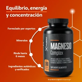 Kit 5 Magnesio Complex 180 Cáps | Citrato Y Gluconato Sin Sabor