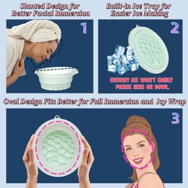 Kit de tazón de baño de hielo facial, tazón de silicona plegable para baño de hielo facial, tazón de hielo portátil para la cara, elige tu frío y dunk (verde)