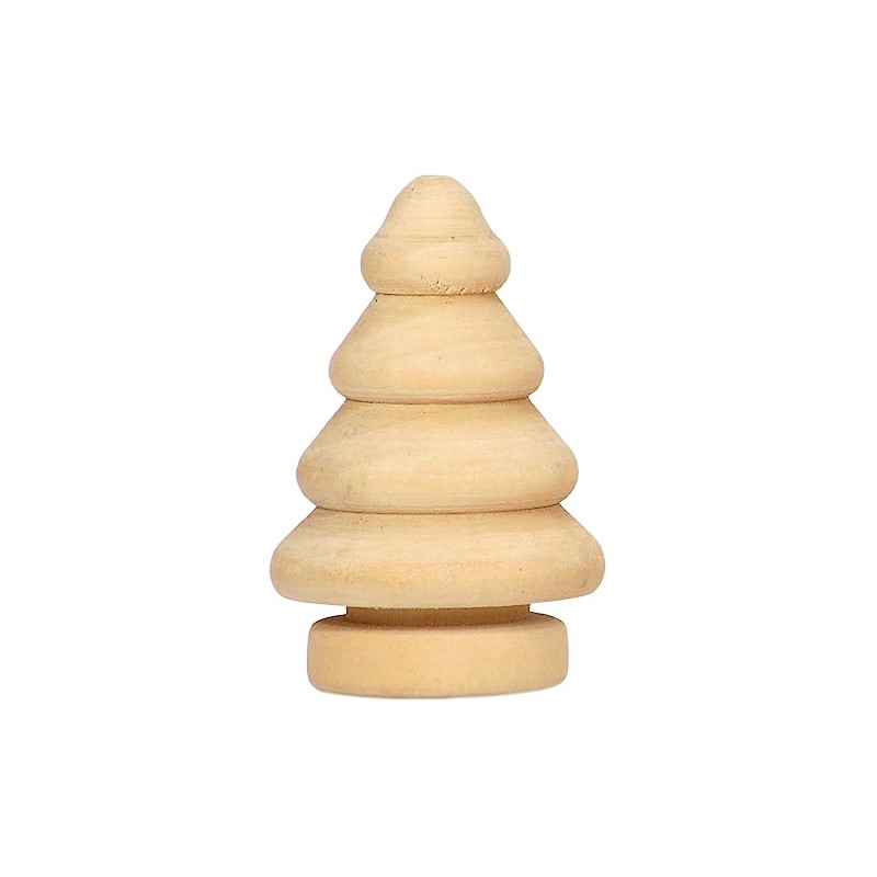 Sunnysue 103-08 3D Christmas Tree Figurine, Set of 6, Wood