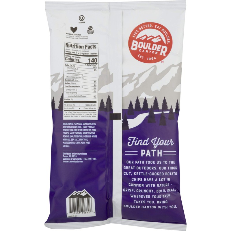 Boulder Canyon Chips, Malt Vinegar & Sea Salt, 6.5 oz