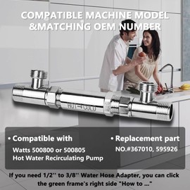 ZAIGANMA Sensor Valve fit for Watts Instant Hot Water Recirculating Pump Bypass Valve 304 Stainless Steel Replace Old Plastic Version, Replace #367010 595926 500800 500805