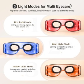 Pedete Red Light Therapy for Eyes, 3 Modes Under-Eye Red Light Eye Mask, Eye Massager for Fine Lines Eye Bags and Dark Circles for Men Women(Black)