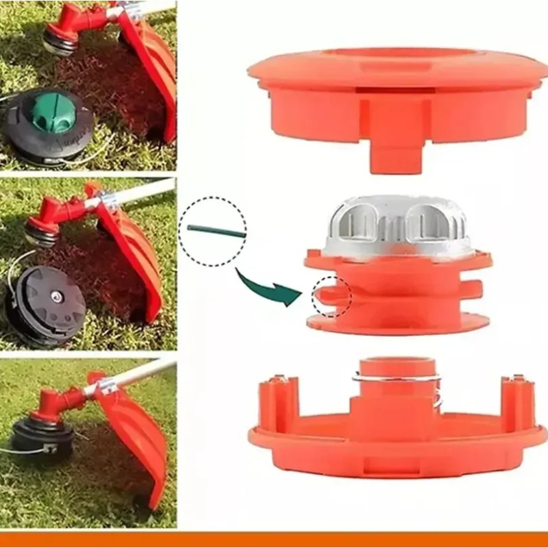 Cabezal Universal Metalica Acceso Para Desmalezadora Césped Naranja