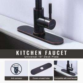 iVIGA 10" Sink Faucet Hole Cover Deck Plate (Arc Edge) for Kitchen & Bathroom Vanity Sink, Faucet Oil Rubbed Bronze Escutcheon Plate Stainless Steel Outside Faucet Cover Cap for 1 or 3 Hole Mixer Tap