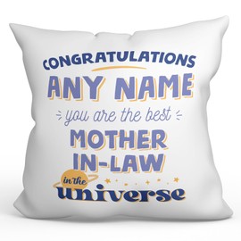 MUGFFINS MOTHER IN LAW Cushion Padding included - in English - Best in the Universe - Funny gift - Pillow: cover and filling 15.7x15.7 inches