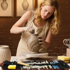 41PCS Clay Sculpting Tools Kit, Pottery Tools with Organizer Storage Bag, Wooden, Stainless Steel Plastic Clay Tools, Sculpting Tool for DIY Handcraft, Modeling, Ceramic Carving