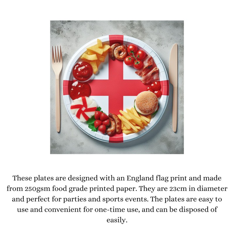 Lizzy 20Pcs England Paper Plates | St George Party Supplies
