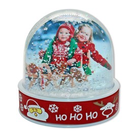 Personalised Snow Globe Photo Dome Shaker Ornament - Ho Ho Ho Design - Ideal Stocking Fillers, Personalised Gifts or Arts and Crafts Decorations (Multi)