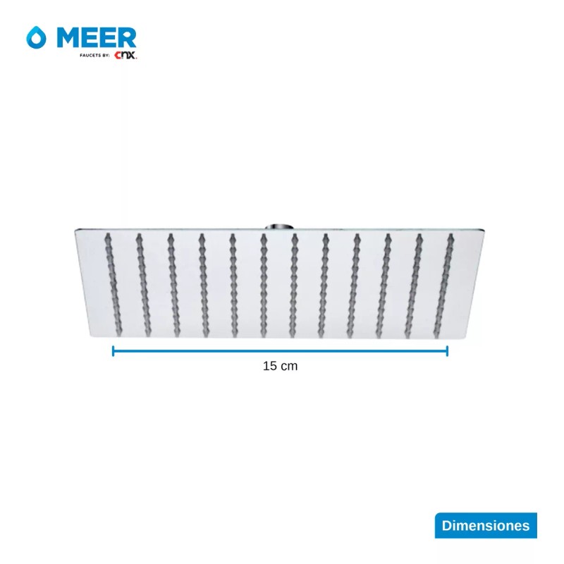 CNX Meer | Regadera Cuadrada De 15 Cm, Acero Inoxidable