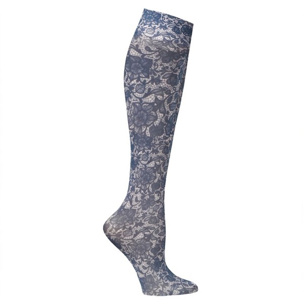 Celeste Stein Mild Compression Knee High Stockings, Wide Calf - Navy Lace