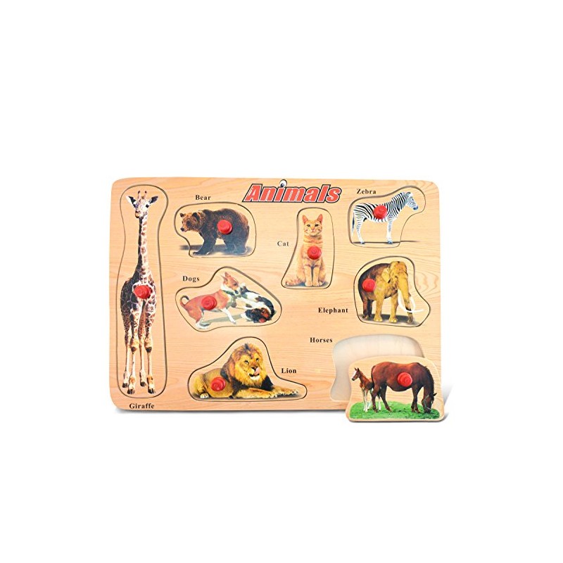 Puzzled Animals Wooden Peg Puzzle