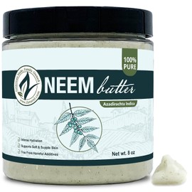 Naked Neem Organic Neem Butter with Organic Neem Oil, Extract and Leaf Calm Sensitive Skin, Itchy Skin and More Handcrafted in Small Batches, 8 oz.