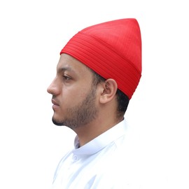 Red Semi-Rigid Soft Handcrafted Tall Naqshbandi Tariqah Sufi Muslim Nakshibendi Kufi Hat (L)