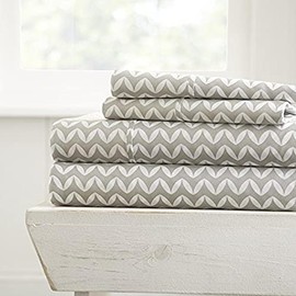 Linen Market 4 Piece Queen Bedding Sheet Set (Gray Chevron) - Sleep Better Than Ever with These Ultra-Soft & Cooling Bed Sheets for Your Queen Size Bed - Deep Pocket Fits 16" Mattress