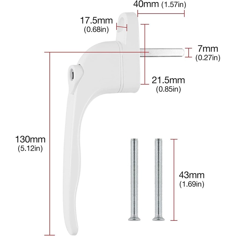DIDA® UPVC Window Handle White, 1pcs Window Handles for UPVC