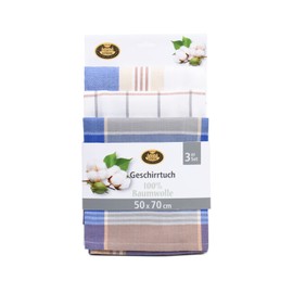 Gözze - Set of 3 Tea Towels, 100% Cotton, High Weight Material (260 g/m²), 50 x 70 cm - Aqua