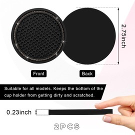 Ziciner 2 Pack Bling Car Cup Coaster, Crystal Soft Rubber Cup Holder Insert Coaster, Anti-Slip Rhinestone Drink Cup Mat, Universal Interior Accessories for Car SUV Truck (Black&Gray)