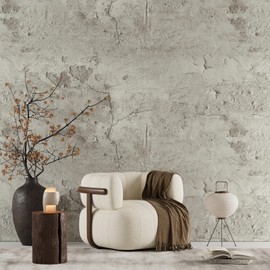 VEELIKE Cracked Beige Concrete Wallpaper Peel and Stick Textured Industrial Wallpaper for Bedroom Living Room Accent Wall 15.7''x354'' Removable Wallpaper Concrete Contact Paper for Walls