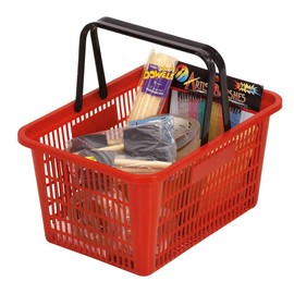 Red Shopping Baskets with Stand - Set of 12