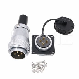 Eonvic WEIPU WS28 Plug Waterproof IP67 Metal Plug Socket Square Socket Panel Mount Aviation Cable Connector (4Pin)