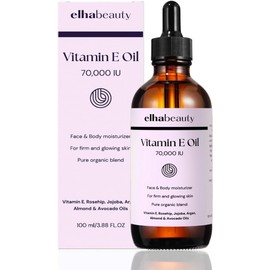 Aceite Orgánico De Vitamina E (70 000 Ui), Con Aceites Naturales De Rosa Mosqueta, Jojoba, Aguacate Y Almendras. Hidratante Facial Y Corporal Para Una Piel Firme Y Saludable. 100 Ml.