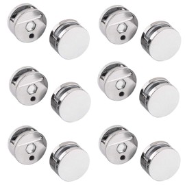 HAN SHENG 12 Pcs Mirror Clip Set Glass Clips Clamps Holder Round Shape Wall-Mounted Mirrors Bracket Bathroom Mirrors Supporting Sheet Nail Dresser Mirror Fixed Fitting for 3-5mm Thick Mirror
