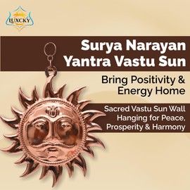 VRINDAVANBAZAAR.COM Lord Surya Bhagwan Murti Statue Copper Made Hanging Sun Idol/Copper Hanging Surya Idol for Vastu, | Decorative Showpiece for Wall Room Décor Best for Housewarming Vaastu