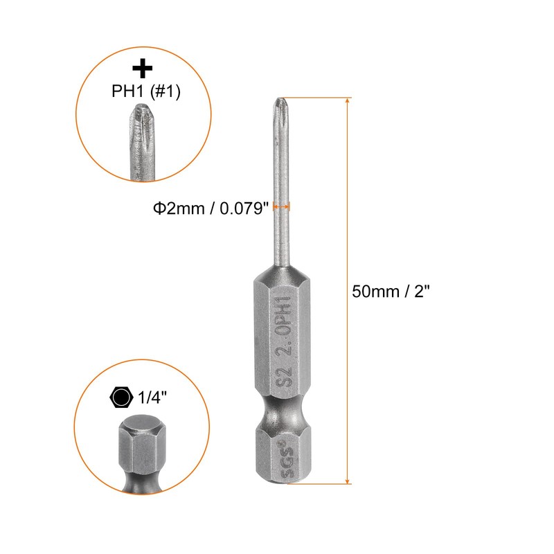 HARFINGTON 10pcs #1 Phillips Screwdriver Bit PH1 1/4" Hex Shank