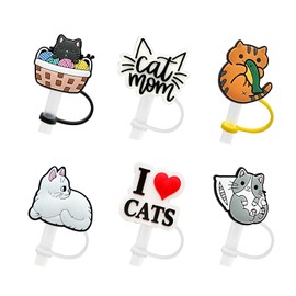 EPLUSER 6Pcs Straw Covers, Toppers, Covers Cap for Tumblers, Splash Proof Tips, Reusable Drinking Dust Tip 7-8 mm Straws