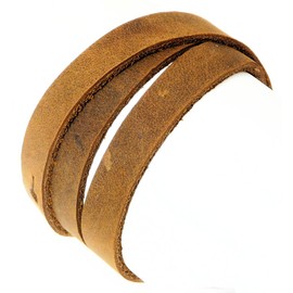 Men's Brown Leather Wrap Around Strap Wristband Bracelet - 04 - MAX Wrist Size 56CM
