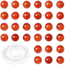 CMBYN 10mm 100pcs Natural Stone Beads Carnelian Round Genuine Stone Beading Loose Gemstone Hole Size 1mm DIY Charm Smooth Beads for Bracelet Necklace Earrings (Carnelian 10mm)