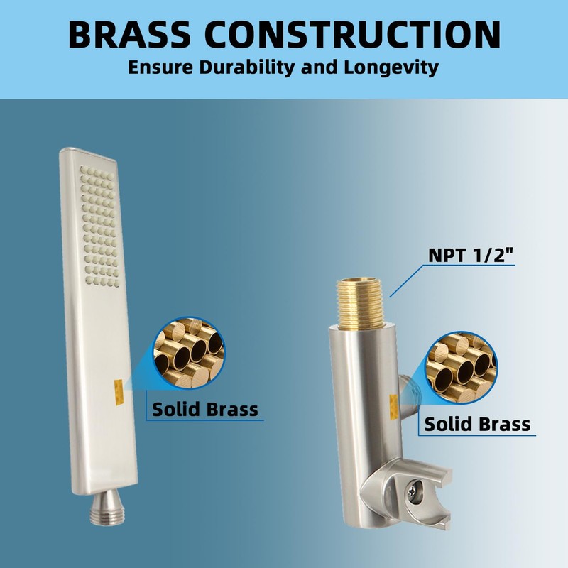 Backnets Solid Brass Handheld Shower Head Arc Design High Pressure