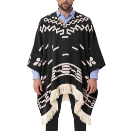 Clint Eastwood Alpaca Wool spinning Poncho Spaghetti Western Original Pattern Cowboy Poncho Costume Sweater Cloak (black-Small-Medium)