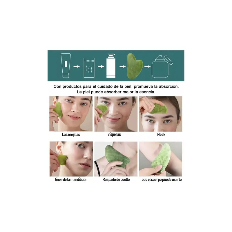 Rodillo Masaje Facial De Jade Gua Sha Rejuvenece Kit