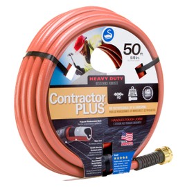 Swan Products SNCG58050 CONTRACTOR+ Commercial Duty Clay Water Hose with Crush Proof Couplings 50' x 5/8", Red