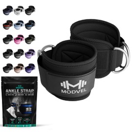 Modvel Ankle Straps for Cable Machines - Adjustable, Comfortable Gym Accessories for Strength Training, Weightlifting, and Injury Recovery - Durable Padded Support for Men & Women PAIR - Black