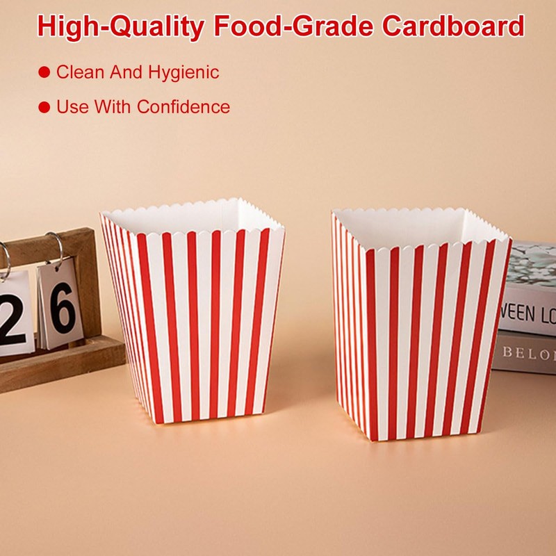 20 PCS 7x5x11cm Popcorn Boxes Popcorn Bags Red and White