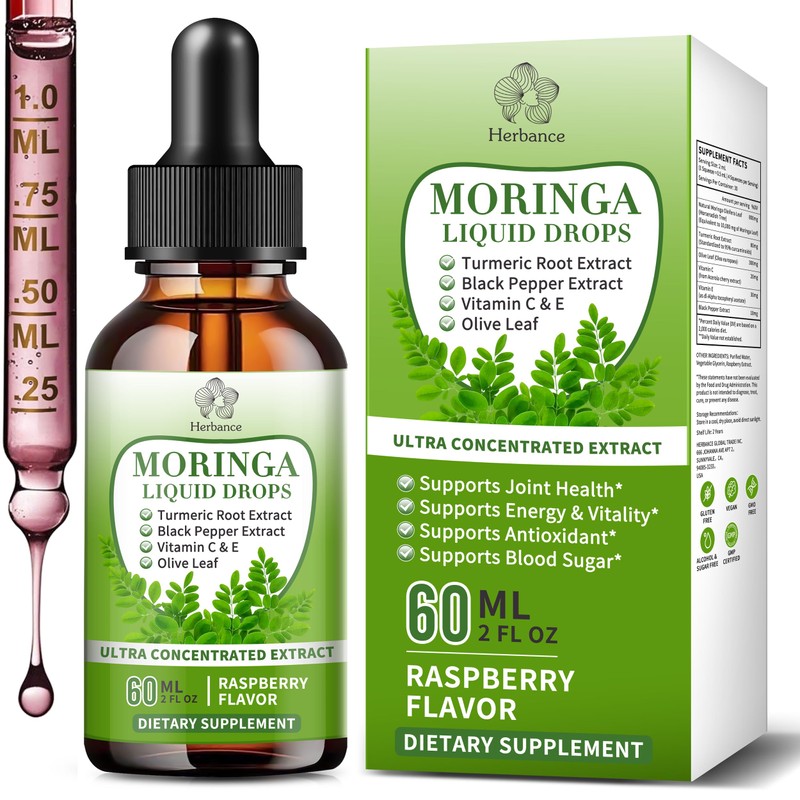 Gotas líquidas de moringa, suplementos de moringa pura con cúrcuma,